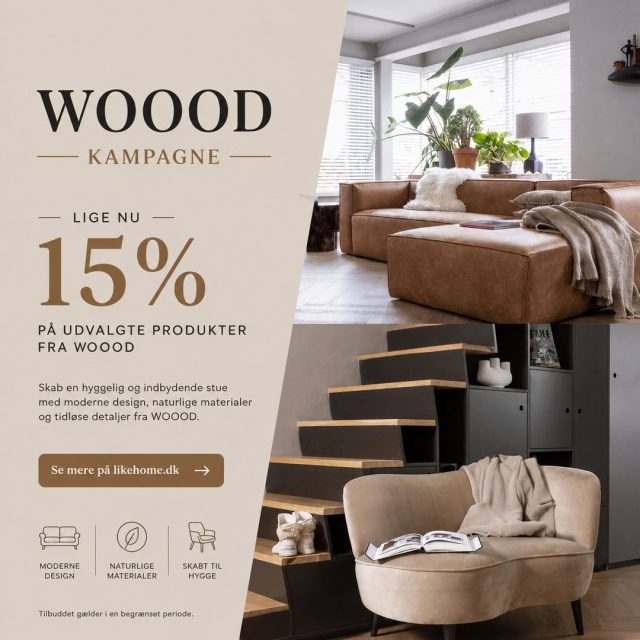 Skab en hyggelig og indbydende stue med moderne design fra WOOOD 🤍✨⁠
⁠
Lige nu får du 15% rabat på udvalgte produkter fra WOOOD, hvor varme materialer, rolige nuancer og tidløst design skaber den perfekte ramme for hjemmets hyggeligste rum 🌿⁠
⁠
Fra bløde loungestole til moderne sofaer og stilrene detaljer, kombinerer WOOOD komfort og æstetik i et afslappet nordisk univers 🛋️✨⁠
⁠
Perfekt til rolige aftener, varme teksturer og et hjem med masser af personlighed 🤎⁠
⁠
Find kampagnen på likehome.dk⁠
⁠
#woood #stue #nordiskdesign #boliginspiration #interiør #modernehjem #likehome⁠