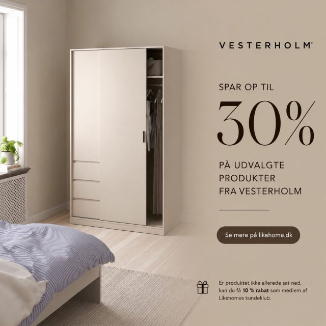 ✨ Spar op til 30 % på udvalgte produkter fra Vesterholm ✨⁠
⁠
Naia garderobeskabet forener et stilrent design med praktisk opbevaring, så du nemt kan skabe ro og overblik i soveværelset. Den elegante kashmirfarve tilfører et lyst og tidløst udtryk 🤍⁠
⁠
Se hele Vesterholm-kollektionen på likehome.dk ✨⁠
⁠
🤍 Er produktet ikke allerede sat ned, kan du få 10 % rabat som medlem af Likehomes kundeklub.⁠
⁠
#vesterholm #kampagne #garderobeskab #opbevaring #soveværelse #boliginspiration #interiør #likehome
